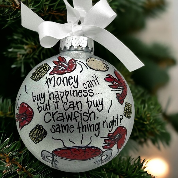 Cajun Christmas Cheer: Crawfish & Happiness Ornament! Custom Personalized Gift - Picture 10 of 10